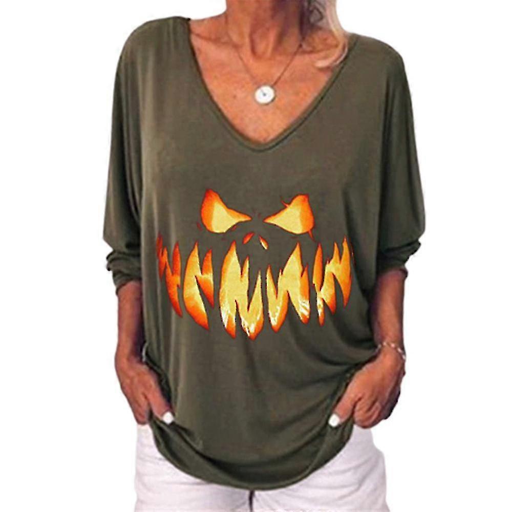 Size Women Angry Printed V-neck Back Button Tee Tops