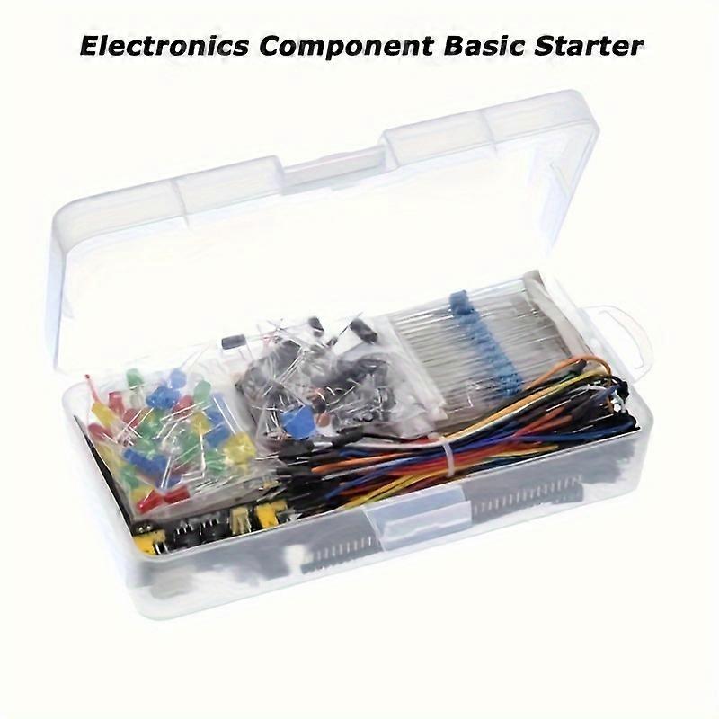 Electronic Component Fun Kit with Power Module, Jumper Wires, Breadboard, Potentiometer, Resistors - Compatible with Arduino and Raspberry Pi