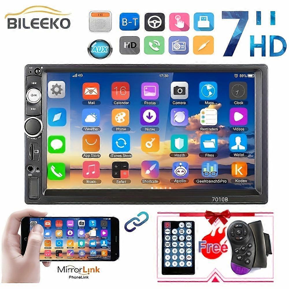 7 Inch HD Double Din Car Stereo Radio MP5 Player With Steering Wheel Remote Support Mirror Link B-T Touch Screen USB TF FM AUX