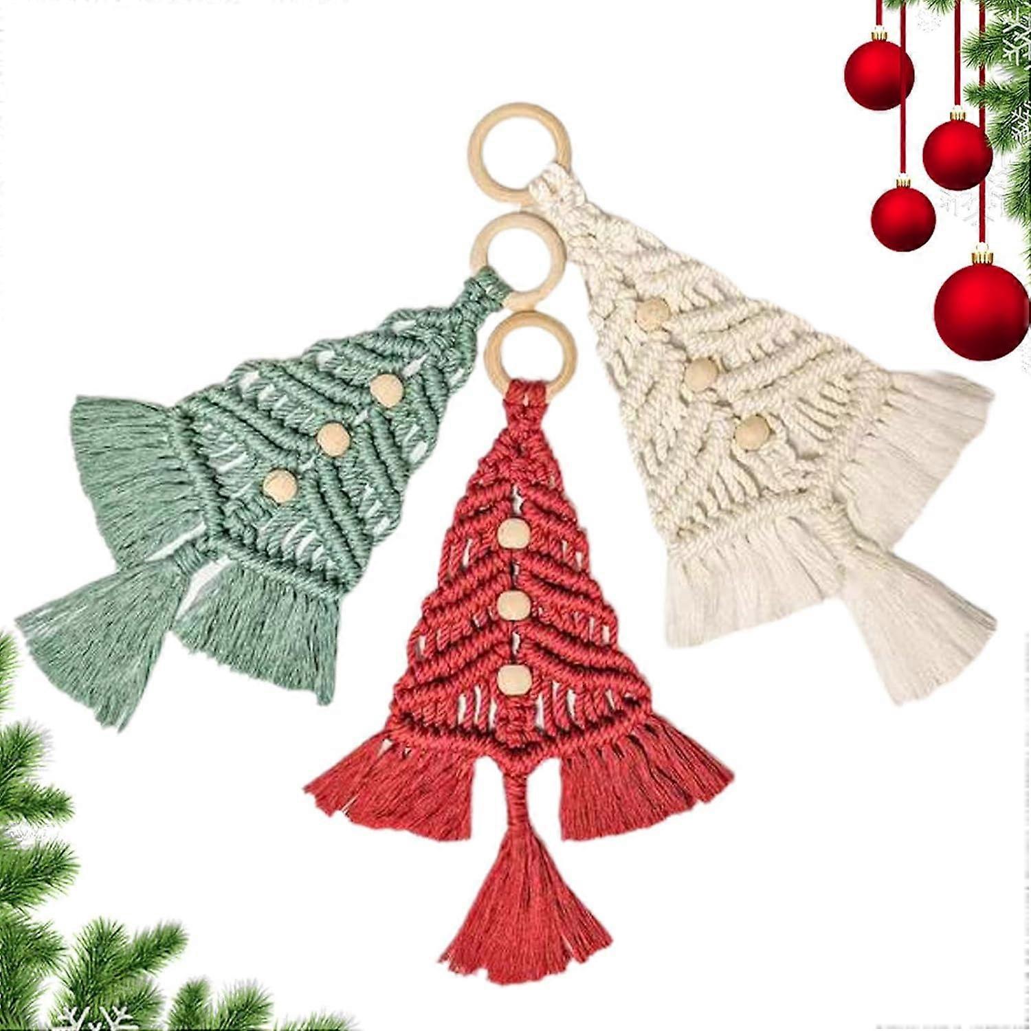 3pcs Christmas Tree Diy Kit, Christmas Handmade Macrame Woven Tree Diy Kit