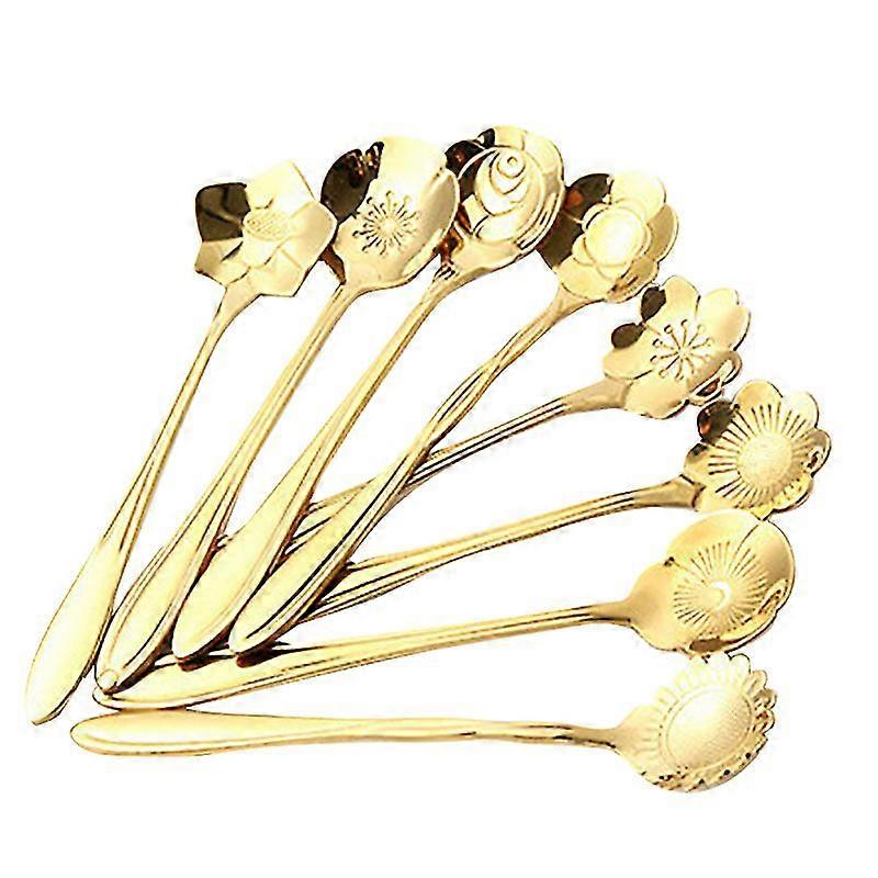 8pcs Assorted Flower Shape Spoons-c