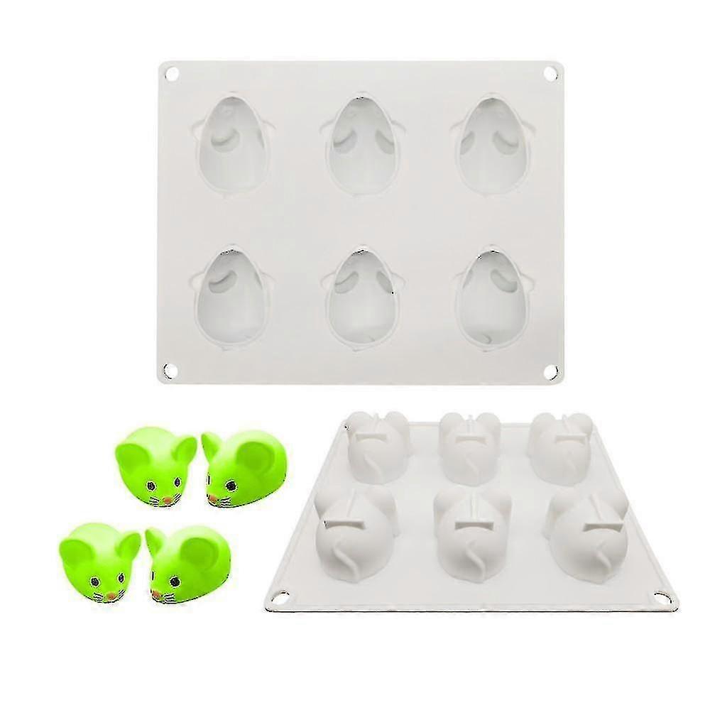 6 Holes Cartoon Mouse Shape Silicone Mold