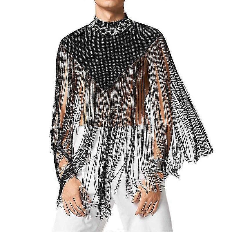 Manteau triangle triangle à col roulé à franges pour hommes