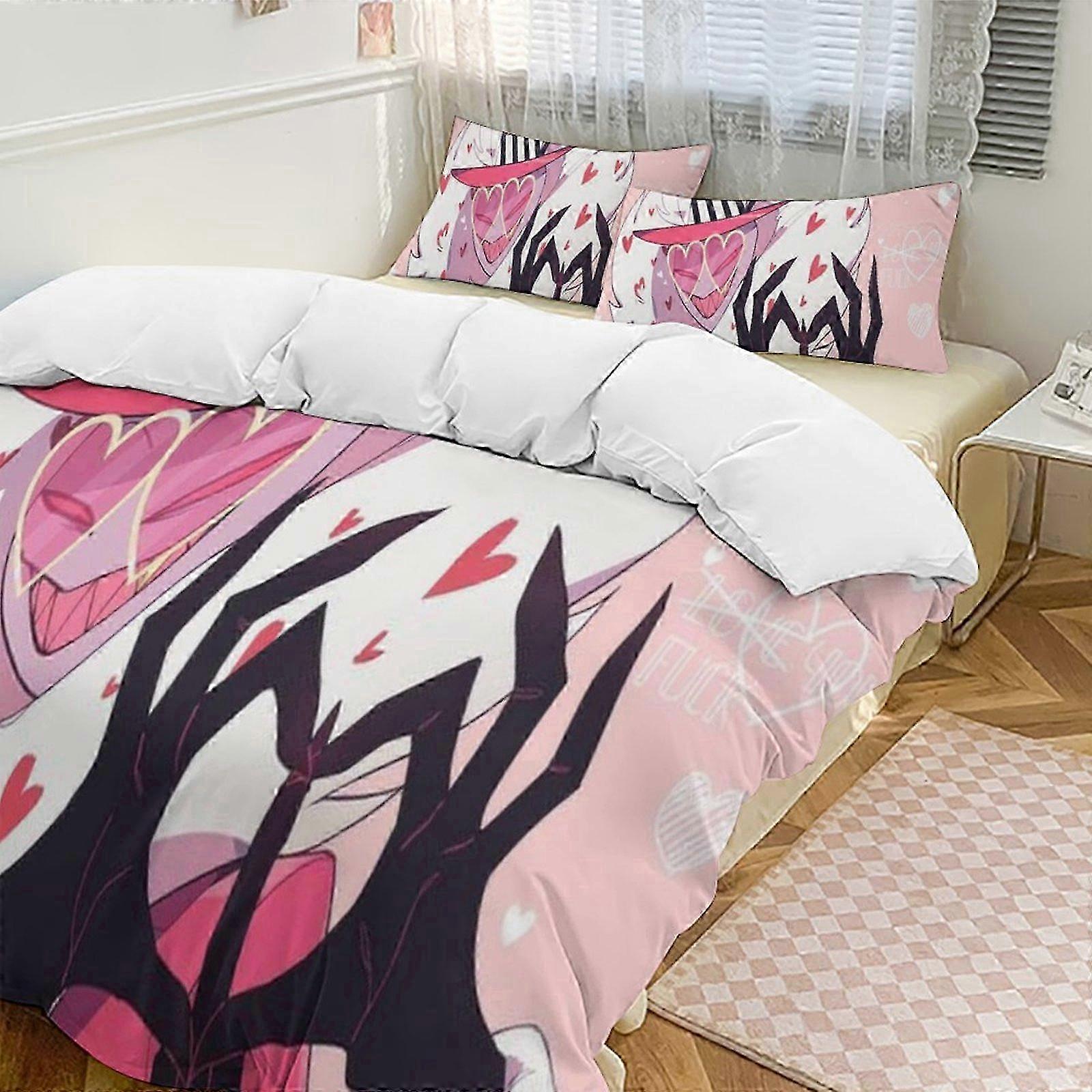 o704 Lakan Hazbin Hotel Påslakan Mikrofiber Sängkläder, (1 Påslakan och 2 Örngott) Lakan fg704