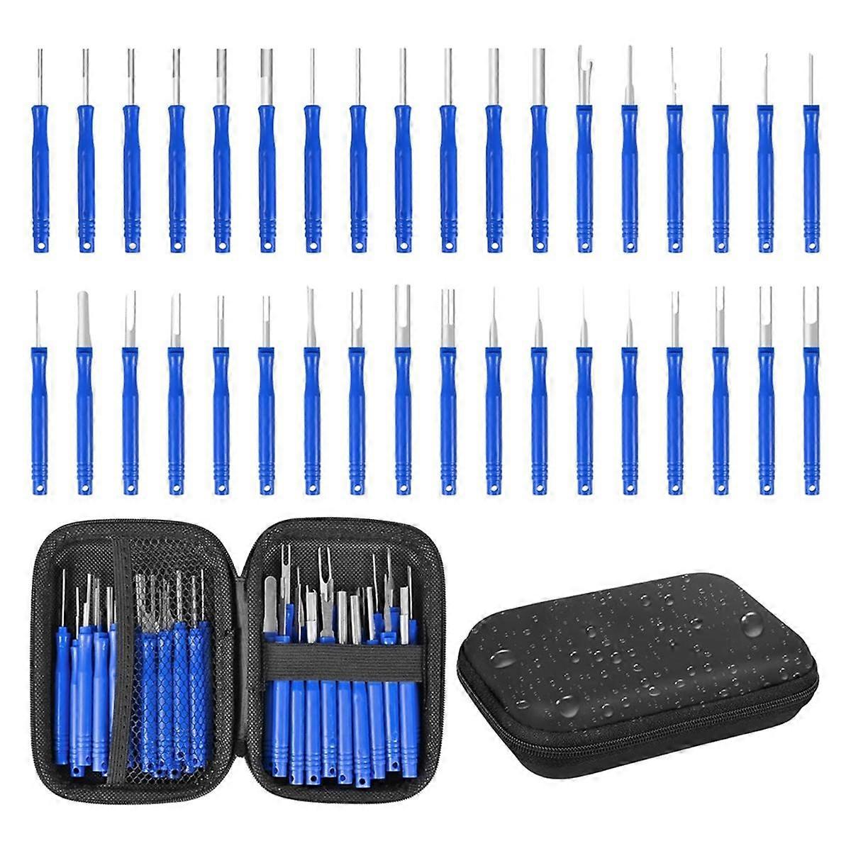 Terminal Removal Tool Kit 36 Pcs Depinning Tool Electrical Connector Pin Removal Tool Kit Pin Extractor Tool Set Blue