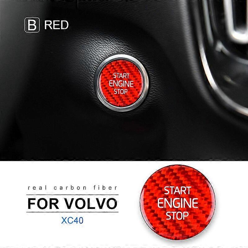 AIRSPEED Real Carbon Fiber for Volvo XC40 Car Engine Start Button Sticker Accessories Interior Trim Ignition Device Cover Decal Vehicle Decor Accessor