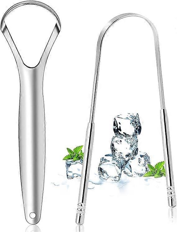 2ステンレス鋼の舌スクレーパー、口腔洗浄用の舌ブラシ、リサイクル可能、お手入れが簡単、環境に優しく実用的