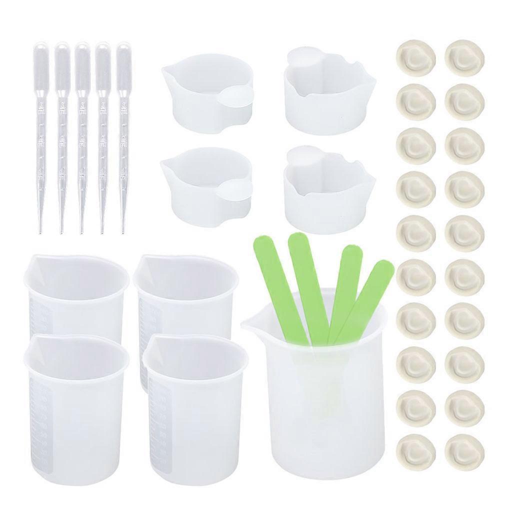 Silicone Measuring Cup Tool Kit-Reusable 100ml Measuring Cups Transfer Straws