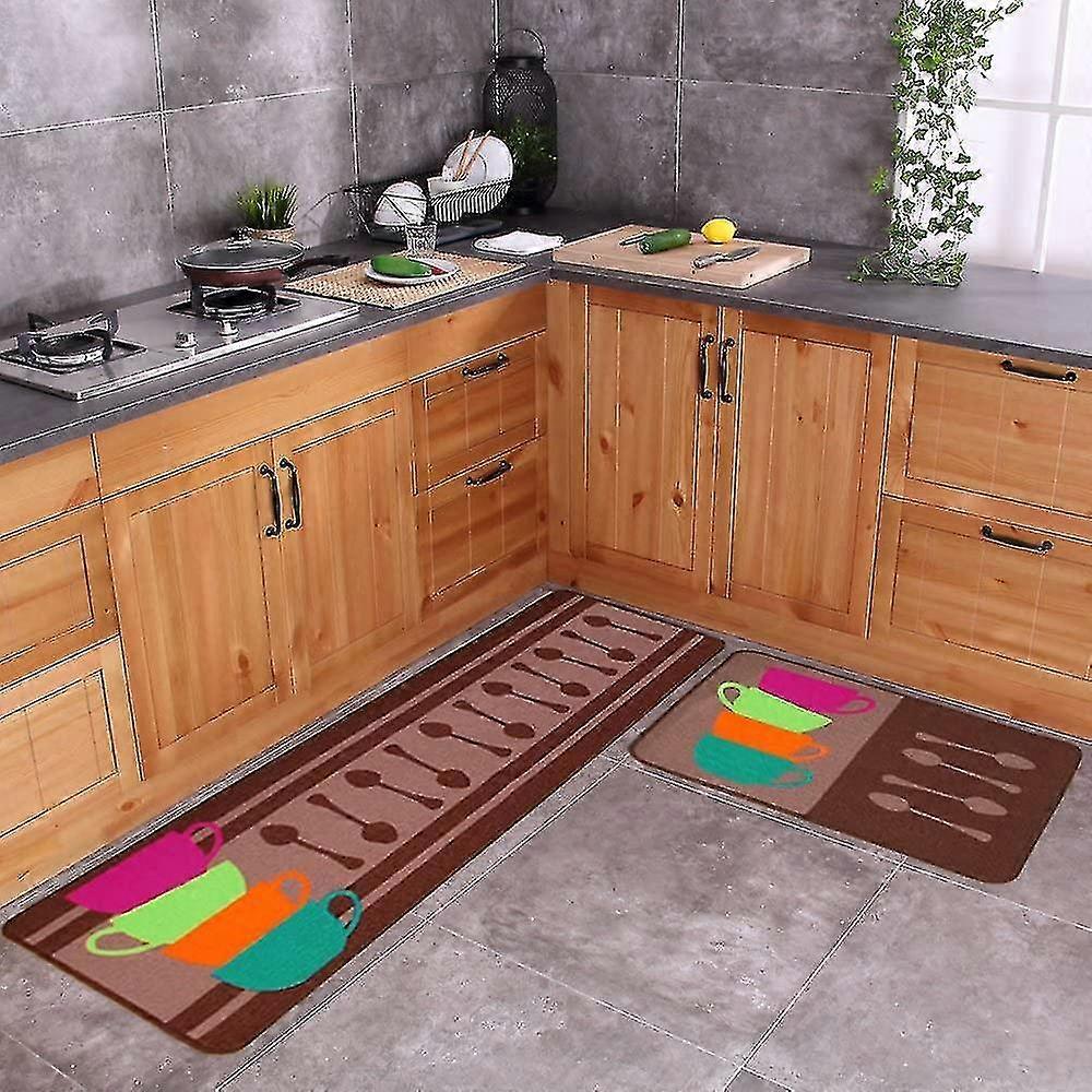 2 Piece Kitchen Mat Non Slip Rubber Backing-MXBC
