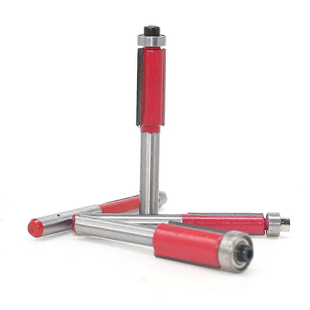 2023 NewWoodworking Edge Trimming Tool, Flush Trim Router Bit for Precise Cuts, 1/4" Shank, 6.5mm Cutting Diameter, 72mm Length, Red