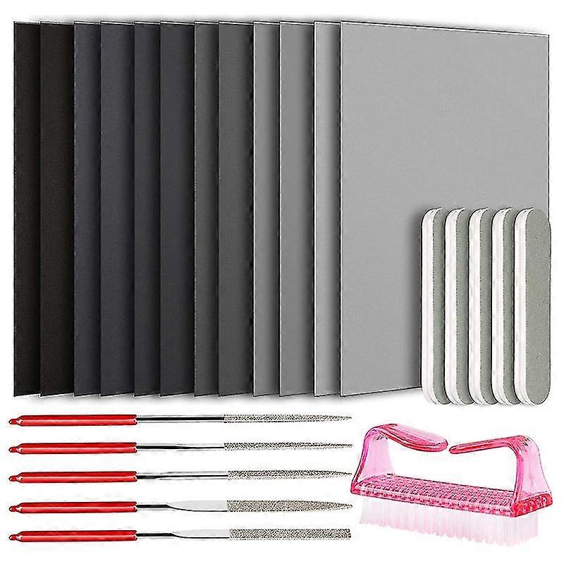 23 Pcs Resin Casting Tools Set, Epoxy Resin Polishing Kit, 12 Sand Papers, 5 Polishing Blocks, 5 Sh