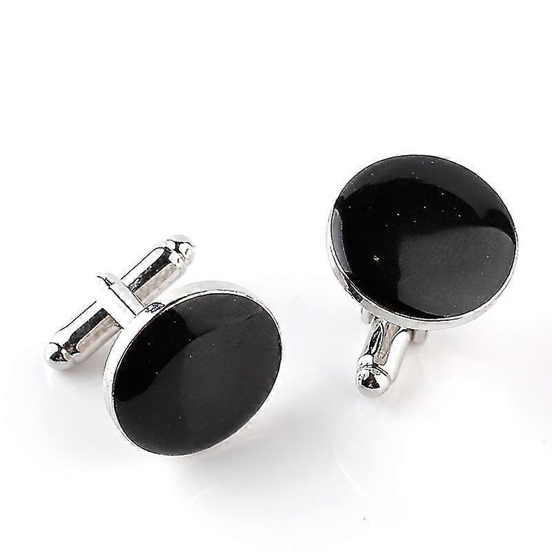 Black Round French Cufflinks