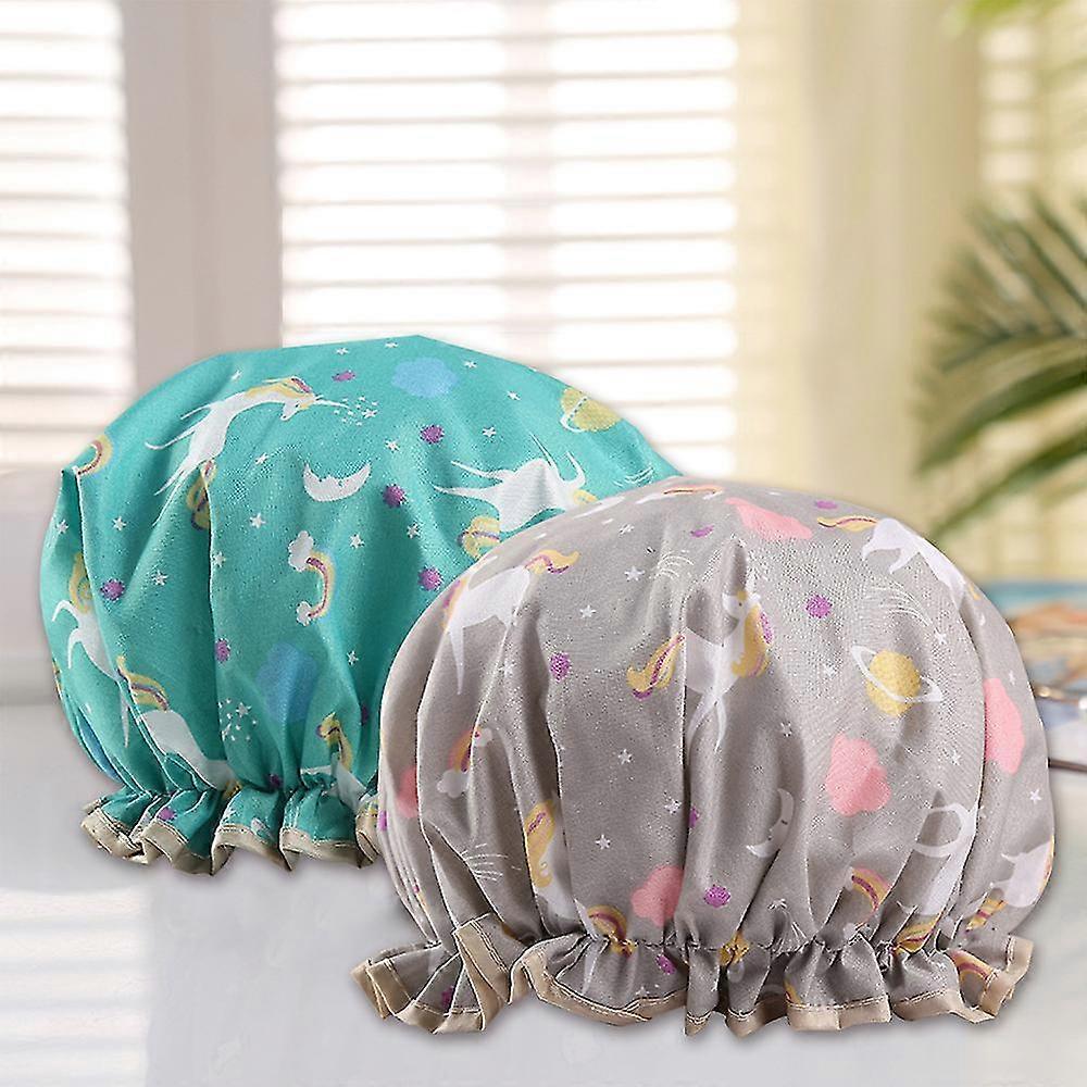 Bonnet de douche, grands bonnets de douche pour femmes cheveux longs, double couche réutilisable imperméable à l’eau bonnet de bain de douche