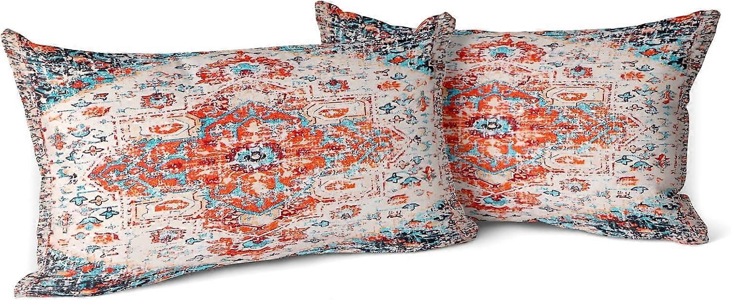 Boho Throw Pillow Covers 12x20 inch Set of 2 Monaco Rug Persian Carpet Double Sided Pattern Cotton Soft Pillow Case Cushion Cover Pillowcase for Couch