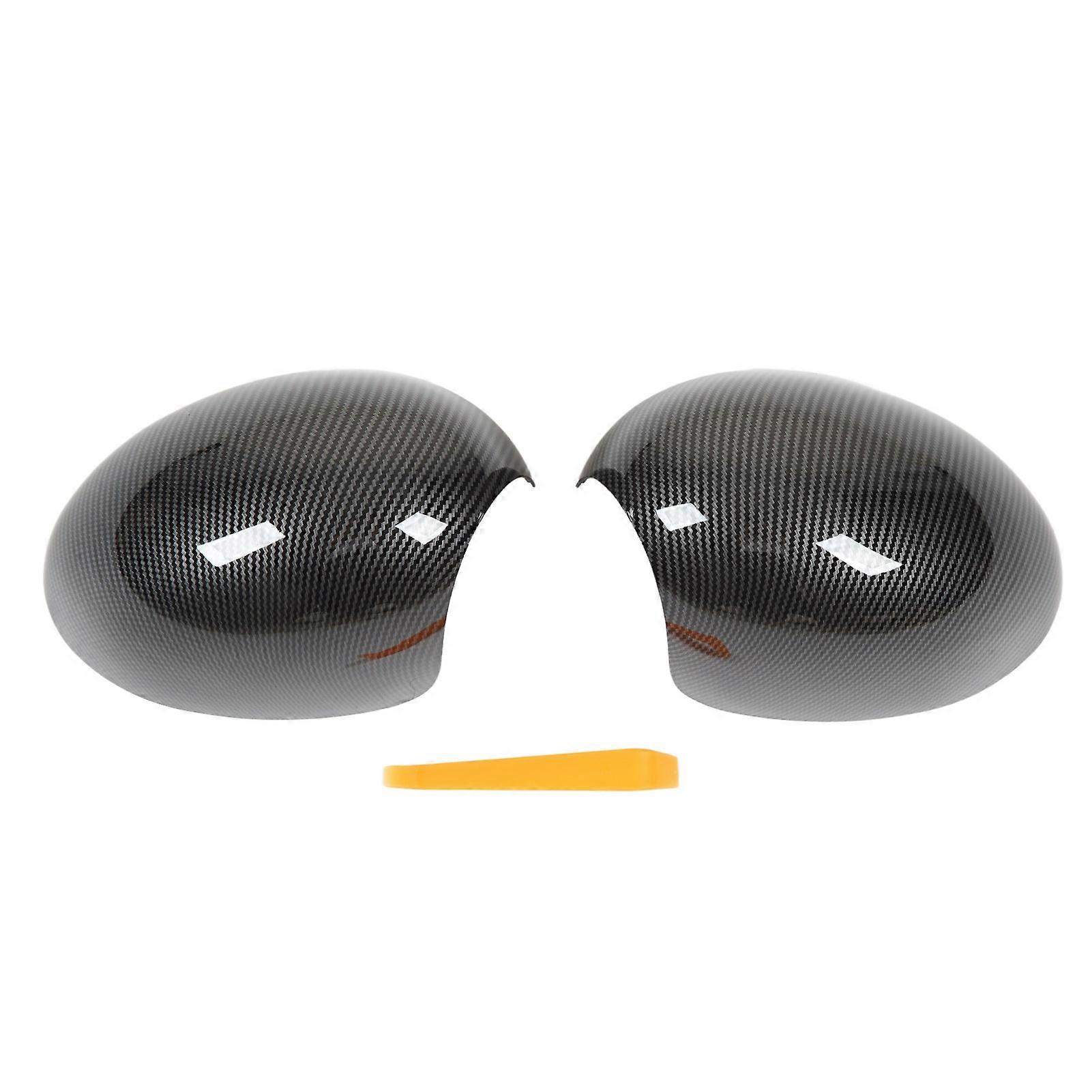 2Pcs Rearview Mirror Cover 51162754913 Left And Right Carbon Fiber Style Cover For R55 R56 R57 R58 R59 R60 R61