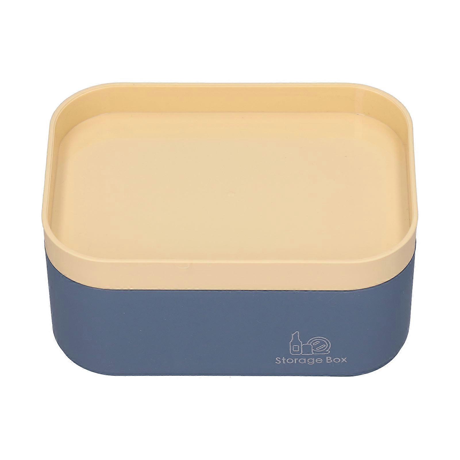 Yellow Plastic Storage Box: 6 Grids Mini Makeup Organizer with Lid