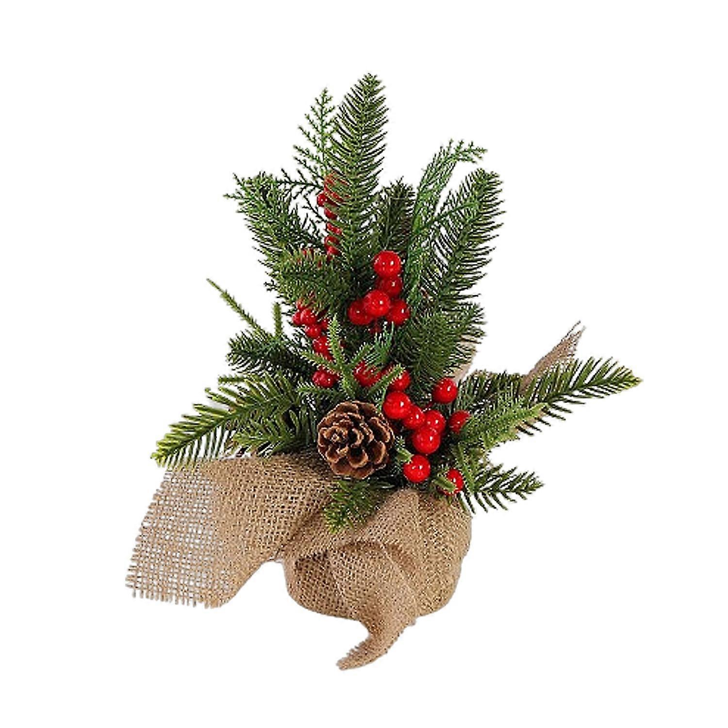 [安德在线](红果松果款（30*8.5cm) 圣诞树办公室橱窗桌面摆件仿真迷你圣诞树圣诞节装饰品