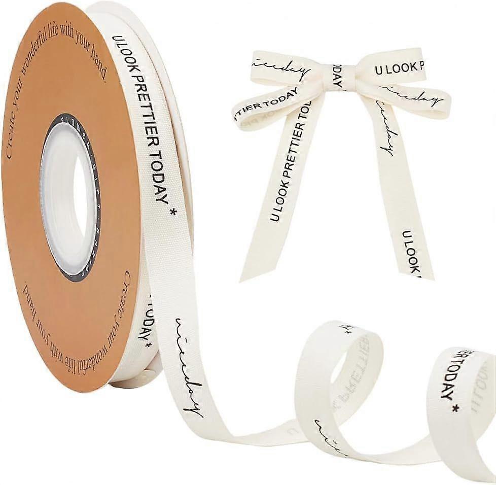 Cotton Herringbone Tape Ribbon 1/2 Inch30 Yards U Look Prettier Today Ribbon Word Print Ribbon for Gift Wrapping Bowknot Making Birthday Christmas Dec