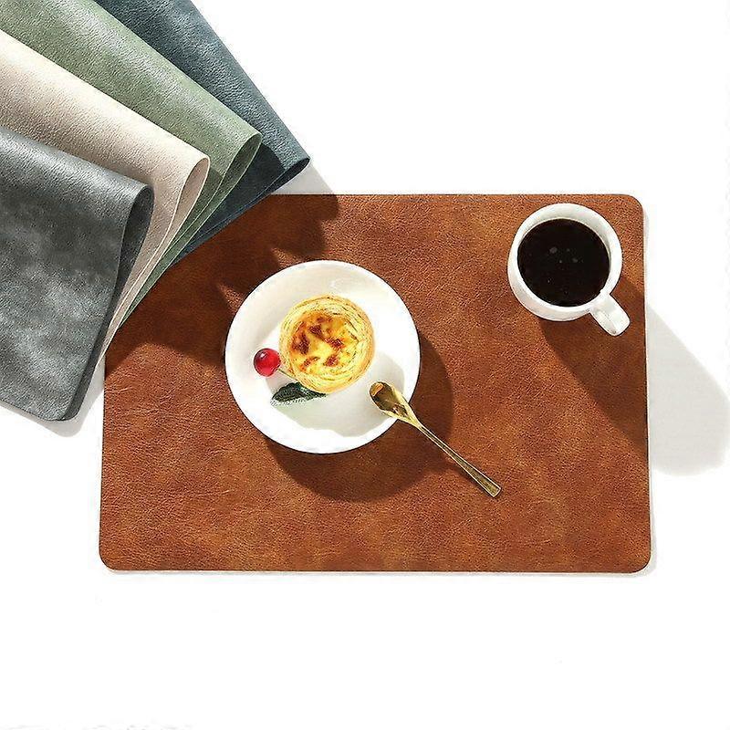 Spring PU leather cowhide patterned placemat, square anti slip insulation mat, minimalist style table mat, hotel placemat