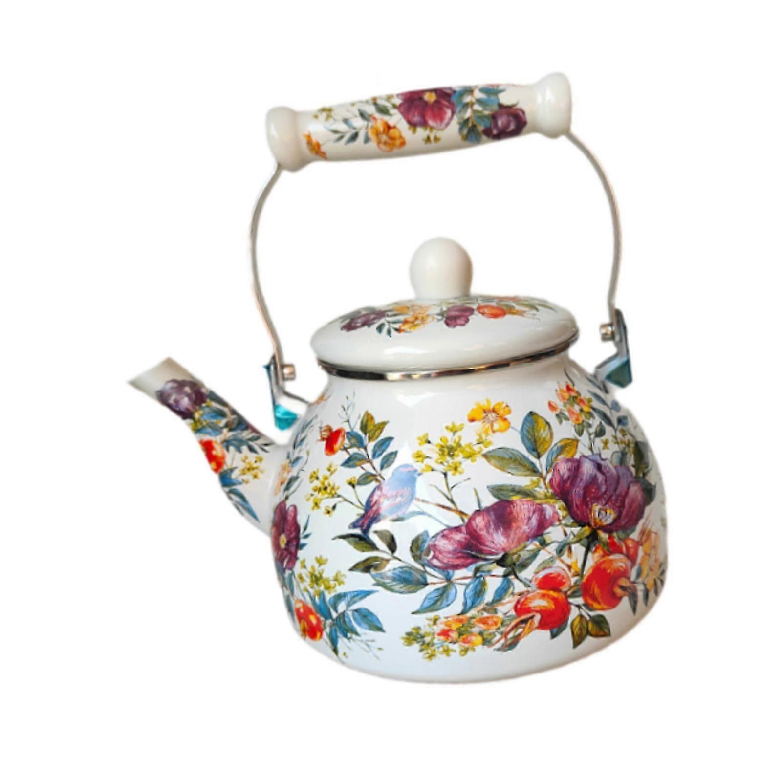 Enamel Teapot with Handle Juice Water Jug 2.5L Home Restaurant Boiling Water