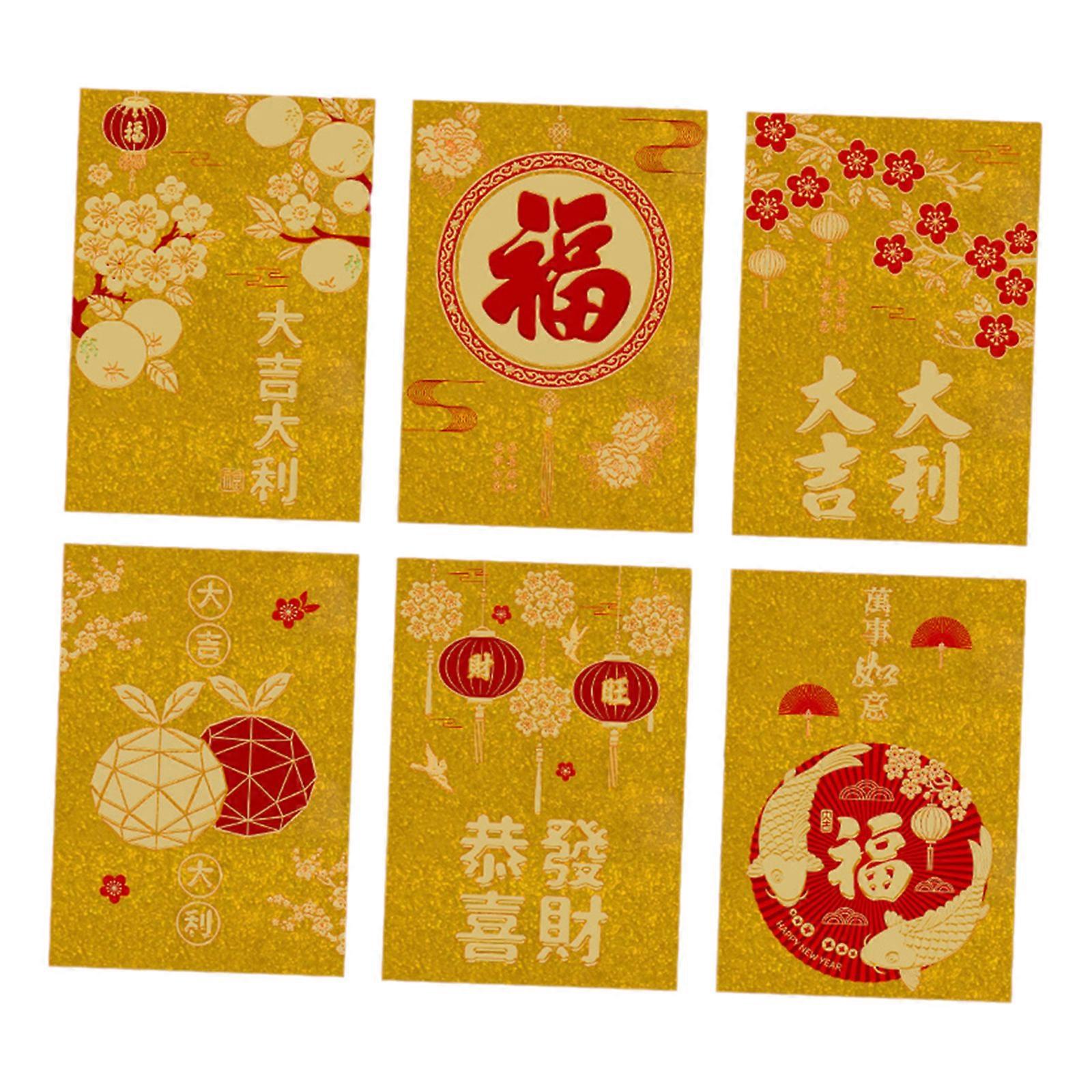 6 Count 2025 Snake Zodiacs Redness Envelopes for Chinese New Year Celebration Practical Spring Festival Money Packets