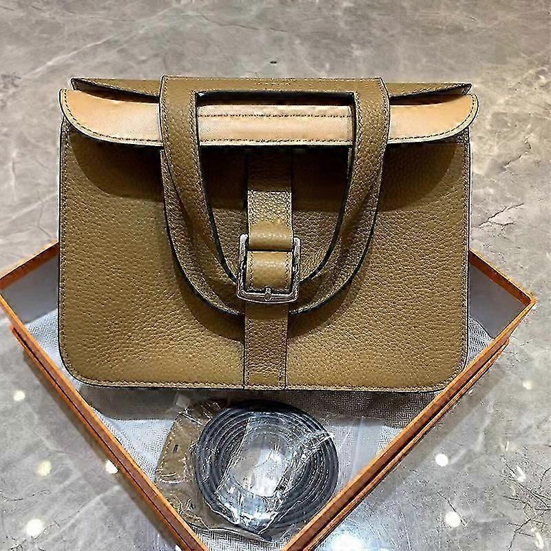 Type K Top Layer Cowhide Leather Crossbody Bag Women Shoulder Bag Color Matching Underarm Bag
