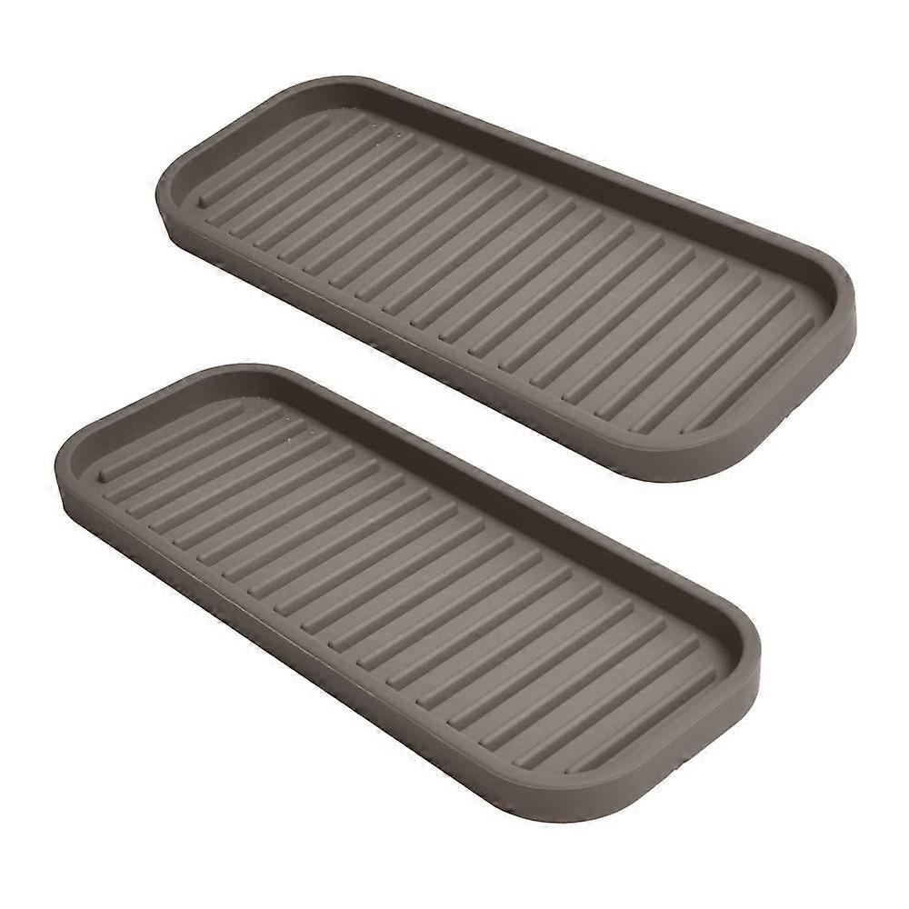 Silicone Sponge Rack Set of 2 for Kitchen Sink Storage, Durable, Easy Clean, Non-Slip Design, Grey Color