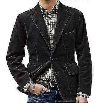 Flap Pockets Single Breasted Men Jacket Corduroy Lapel Suit Jacket