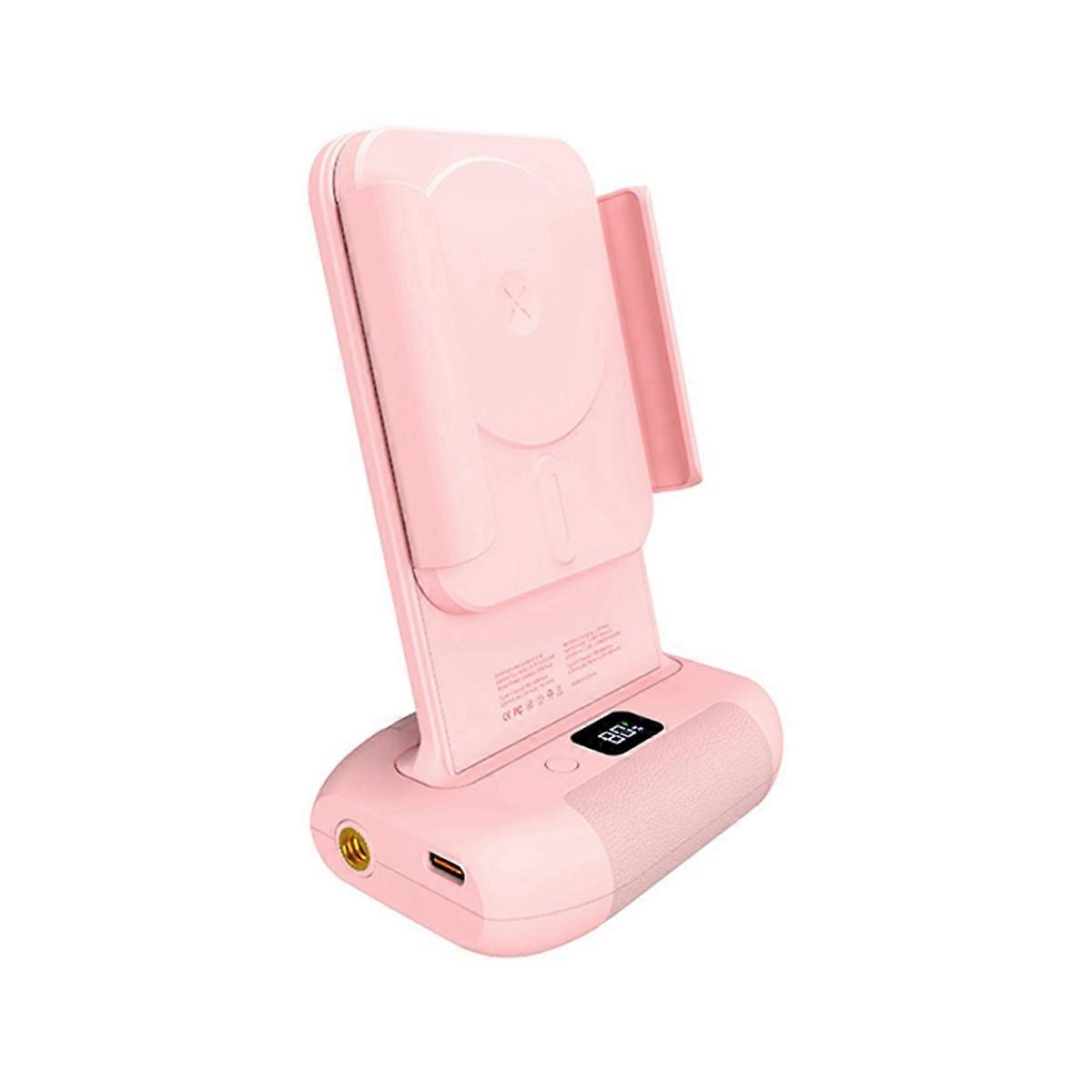 Bluetooth Phone Bracket with Remote Control Anti-Shake Wireless Charging Rotatable Clamp for Versatile ,Pink