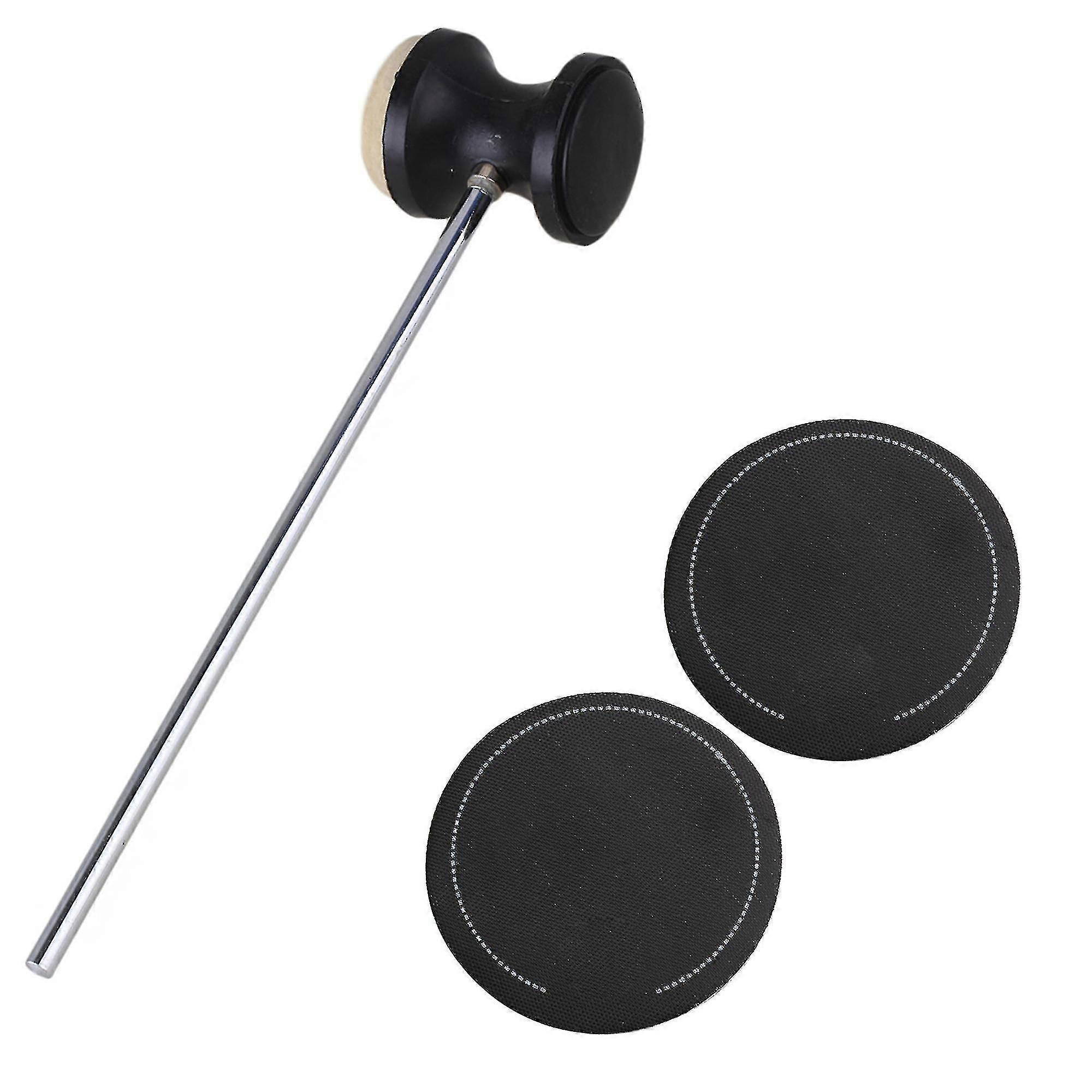 Svart baspedalhammare & 2st rund single pedal patch bas trumfläck