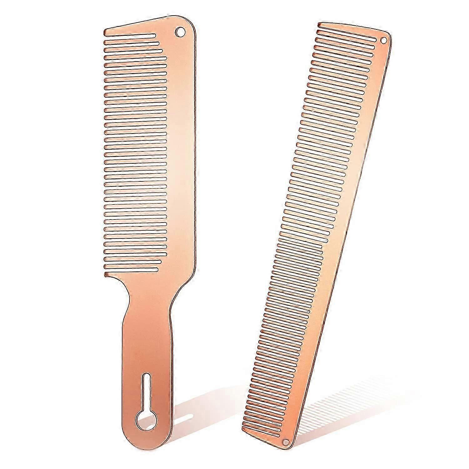 Set med 2 metallkammar Fine Styling Barber Comb Fine Tooth Cutting Comb (roséguld)