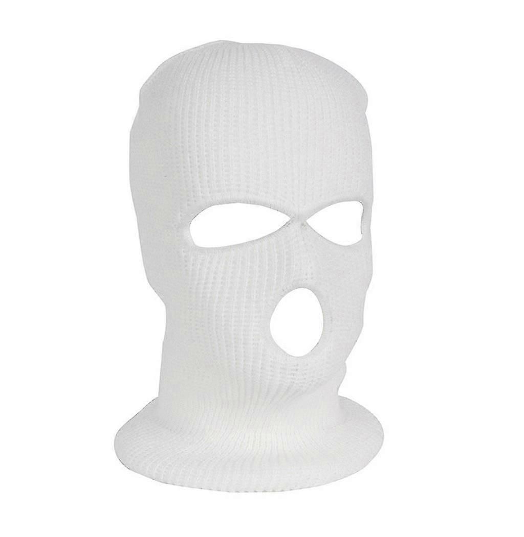Full Face Ski Maske Sturmhaube, Winter Hood Cap mit 3 Löchern, Weiß