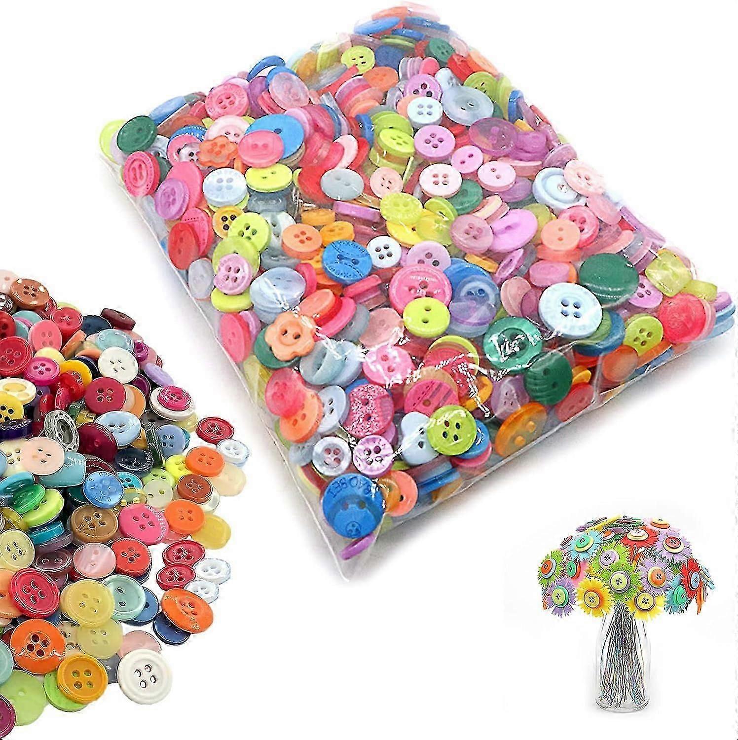 Buttons for Crafts - 1000PCS Mixed Round Resin Buttons