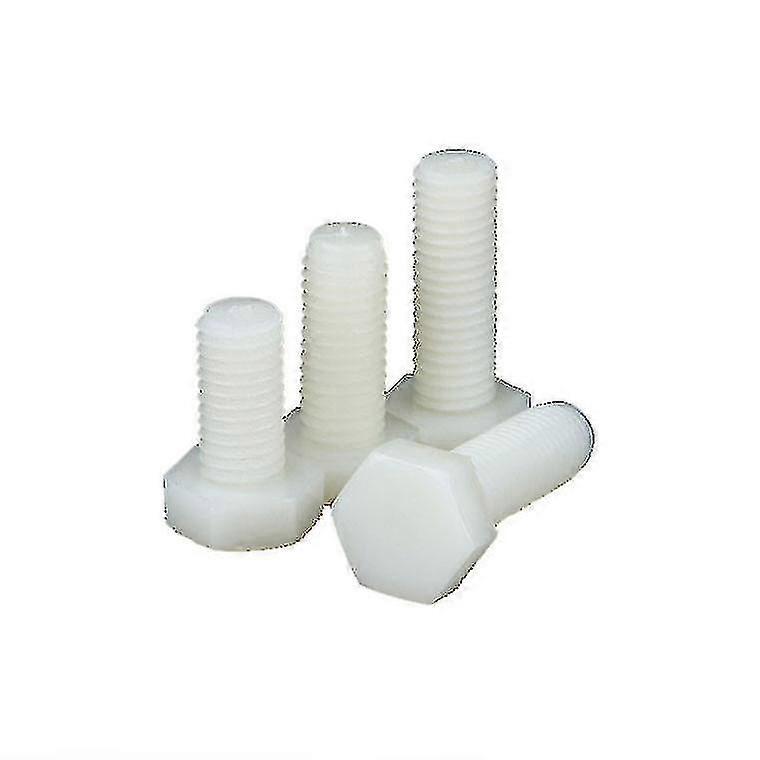 M10x70mm Hex Head Plastic Bolts, Nuts, Washers, 20pcs White Screws Kit
