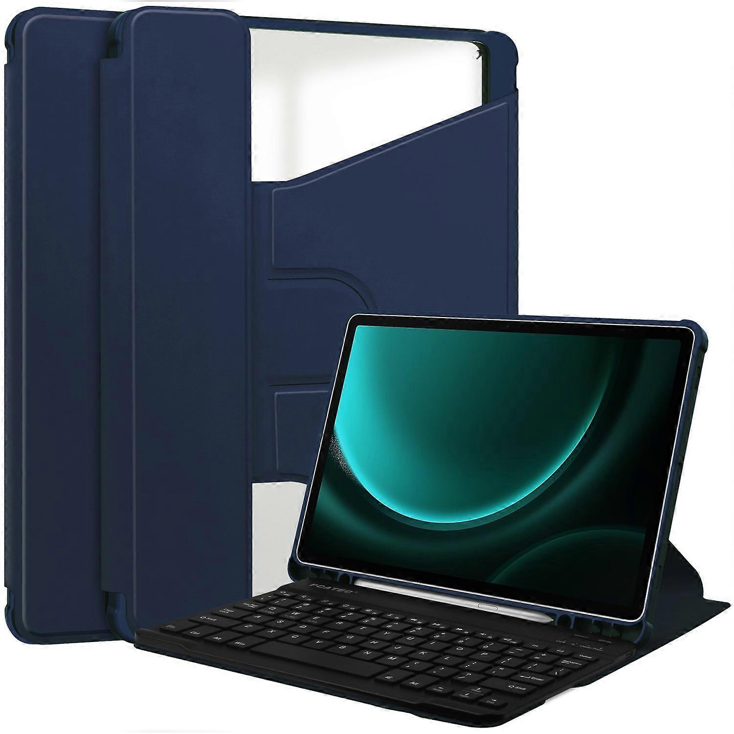 Compatible with Samsung Galaxy Tab S9 FE+ Case with Bluetooth-compatible Keyboard Rotary Stand Table
