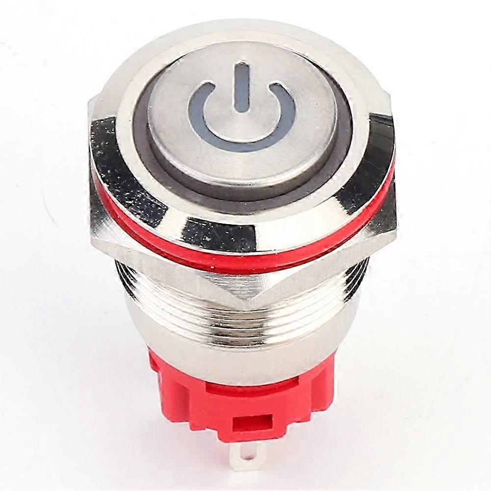 Metal Push Button Switch DC9~30V 19mm 1NO 1NC Self Locking Switch with Light Yellow(Ring Power Lamp High Head Self locking )