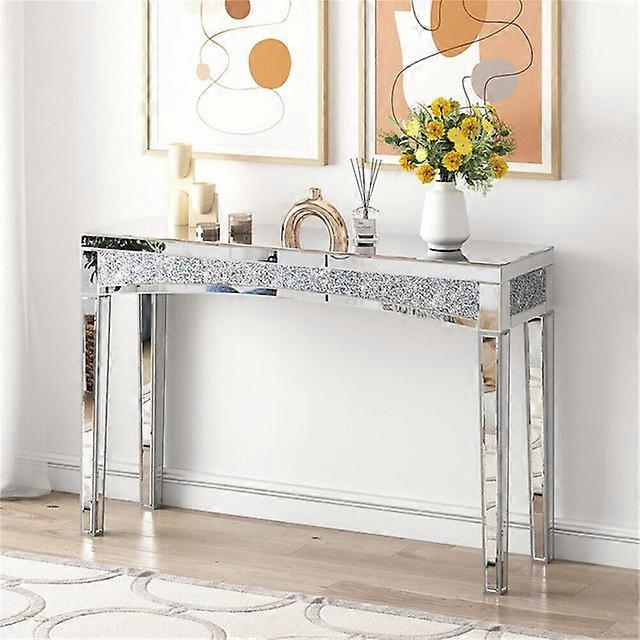 Luxe en miroir en diamant concassé Table console couloir salon d’appoint