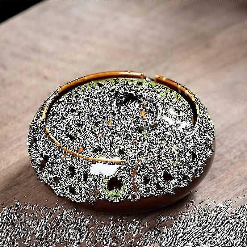 Askebeger med lokk, sigarettkeramisk askebeger, utendørs vindtett askebeger med lokk innendørs, retro askebeger