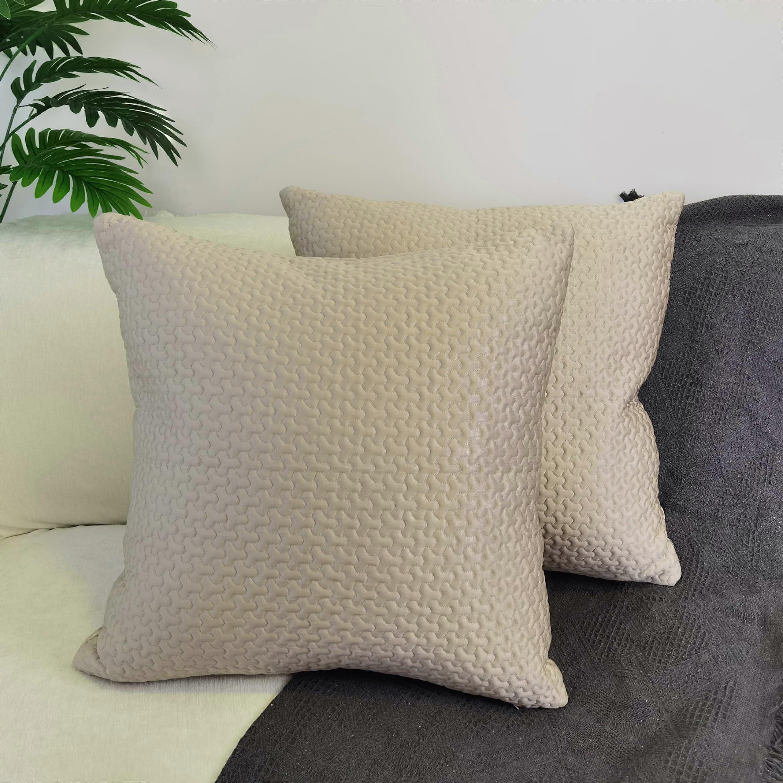 Throw Pillow Covers 2-Set Silk Texture Cooling Soft 20x20 Inch For Room Decor