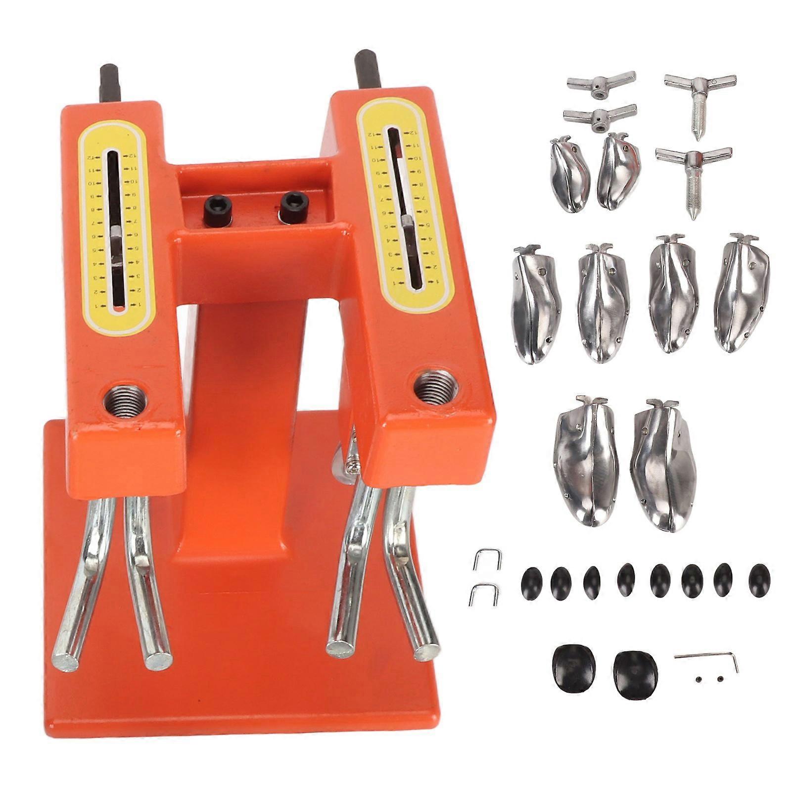 Two Heads Shoe Stretcher Machine with Scale Adjustable Width Length Aluminum Shoes Expansion Machine Orange Silver