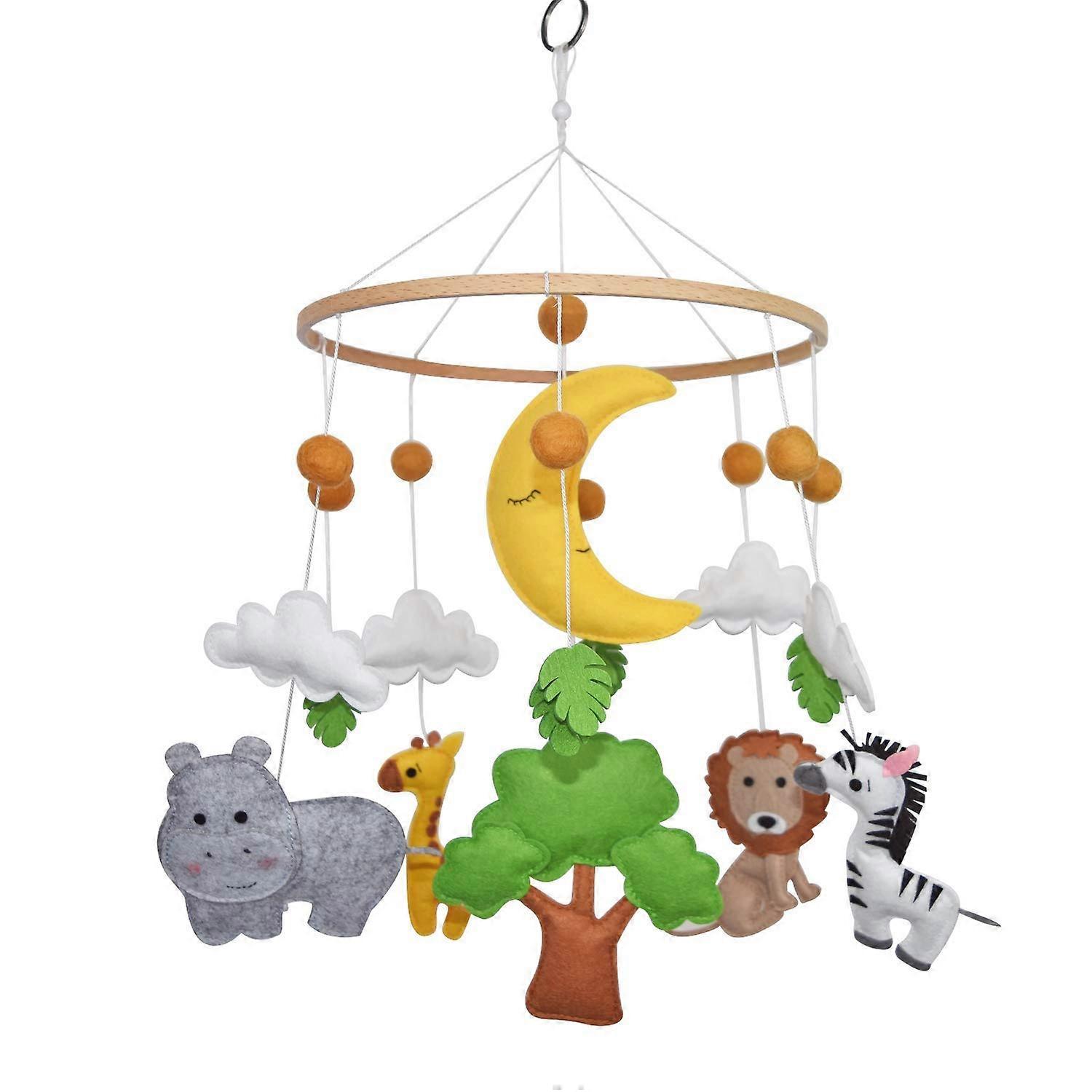 Baby Nursery Mobile Soft Jungle Safari Zoo Animals for Crib - Colorful Plush Toys, Musical, 22 Inches Long