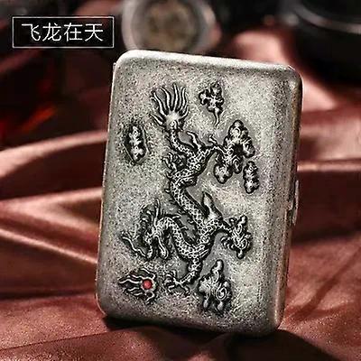 Scatole di sigarette ultrasottili in rame puro di fascia alta da 16 pezzi Portasigarette Vintage in metallo Flip Portasigarette Portasigarette Portasigarette Portatile Creativo in Argento Antico