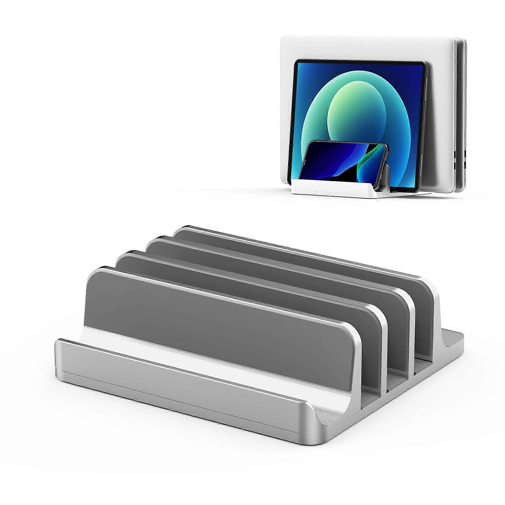 Vertical Laptop Stand Holder 4 Slots Aluminum SpaceSaving Multiple Notebook Stand Holder