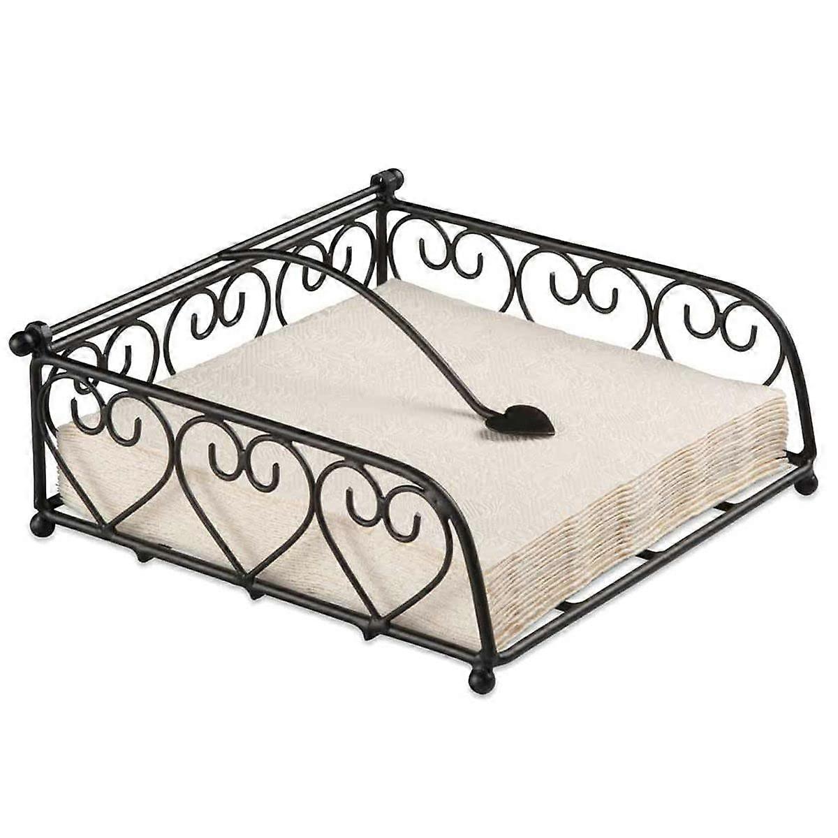 Napkin Holder Heart-Shaped Black 33 X 33 CM Tabletop Kitchen Accessory