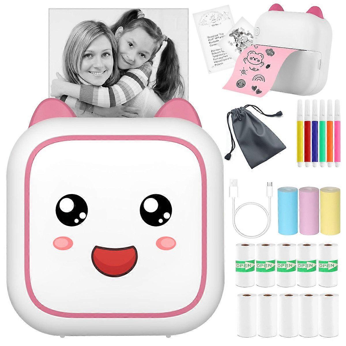 Mini thermal printer, wireless Bluetooth, photo title printable, pink design aesthetic