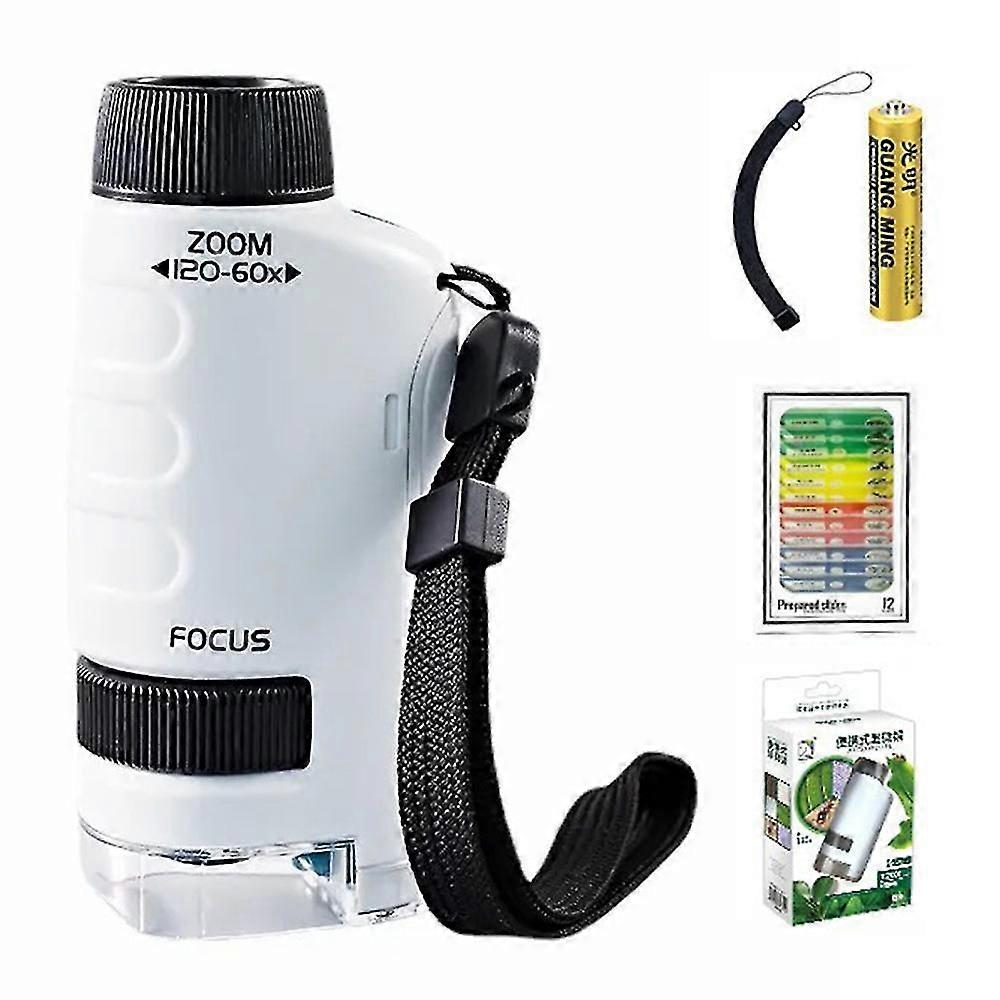 1355 Portable Handheld Microscope Toy For Children With Battery, Specimens - White