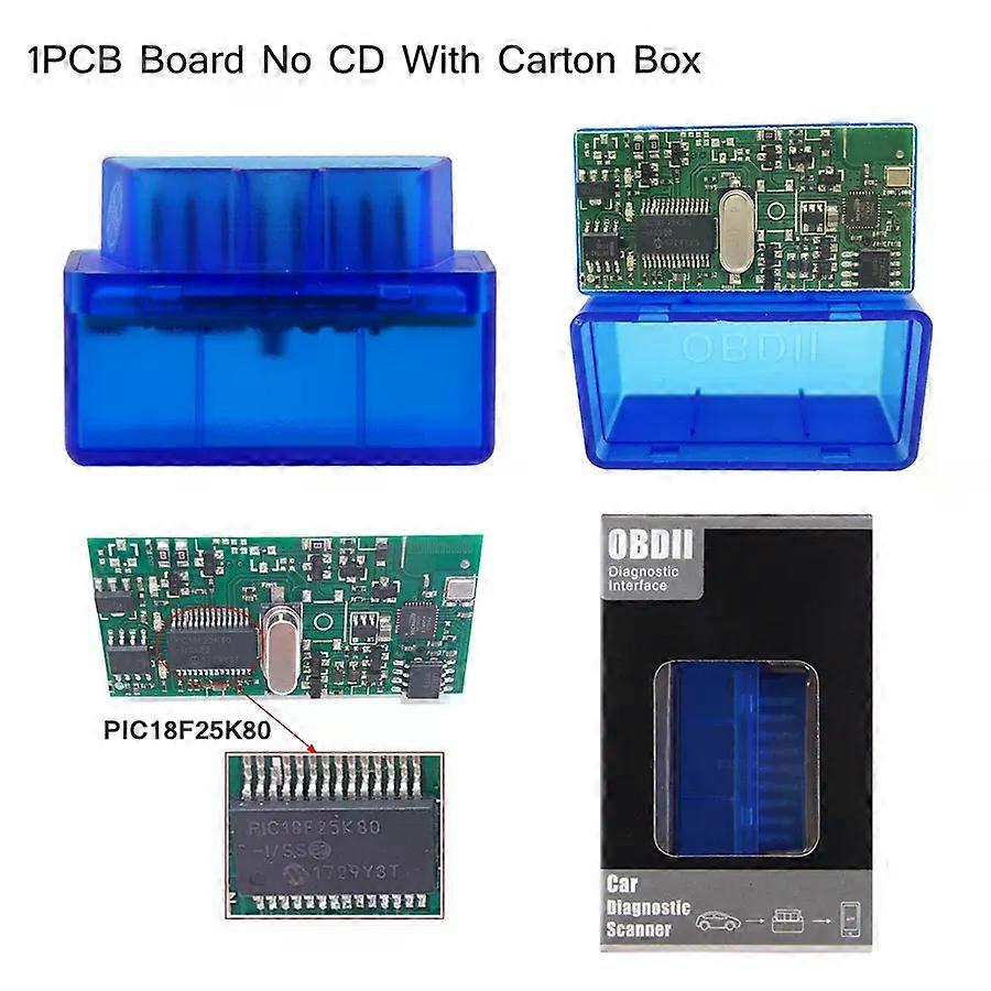 Lot ELM327 V1.5 Double PCB PIC18F25K80 Chip Bluetooth ELM 327 Code Reader Works Android OBD2 Diagnostic Tool