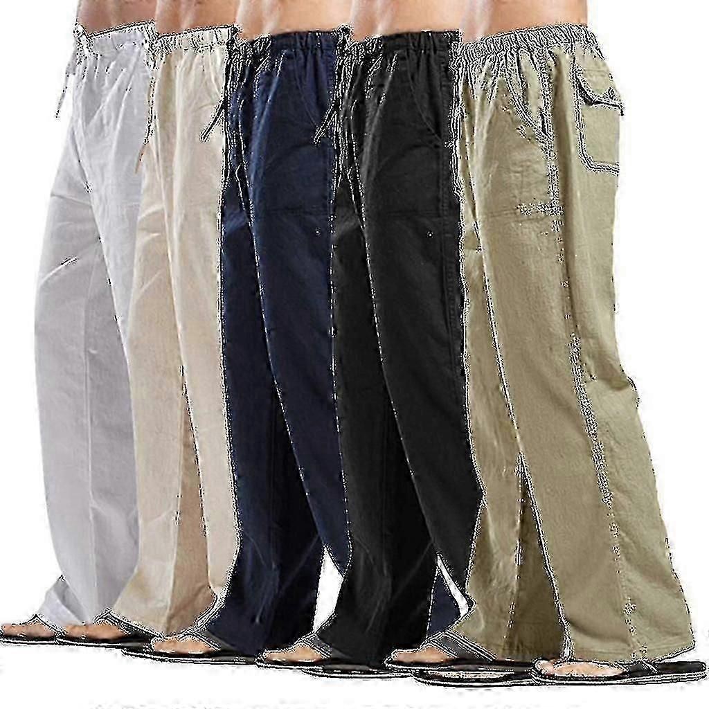 "Men's Casual Linen Pants Yoga Drawstring Loose Trousers-YKY416"