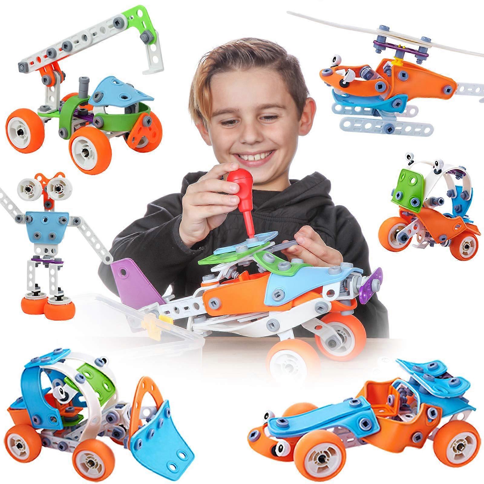 7in1 STEM Toys for 6 7 8 Year Old 163 Pcs Engineering Construction Building Toy