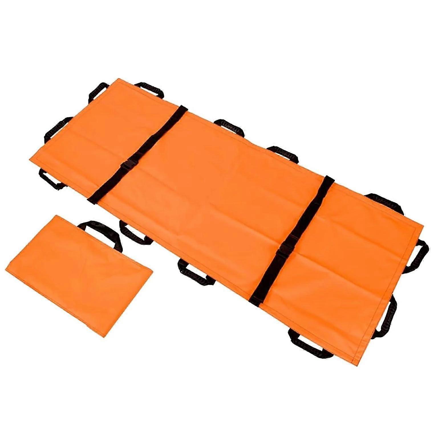 Portable Foldable Soft Stretcher with 12 Handles, Oxford Cloth Emergency Rescue Stretcher, Orange with Handbag